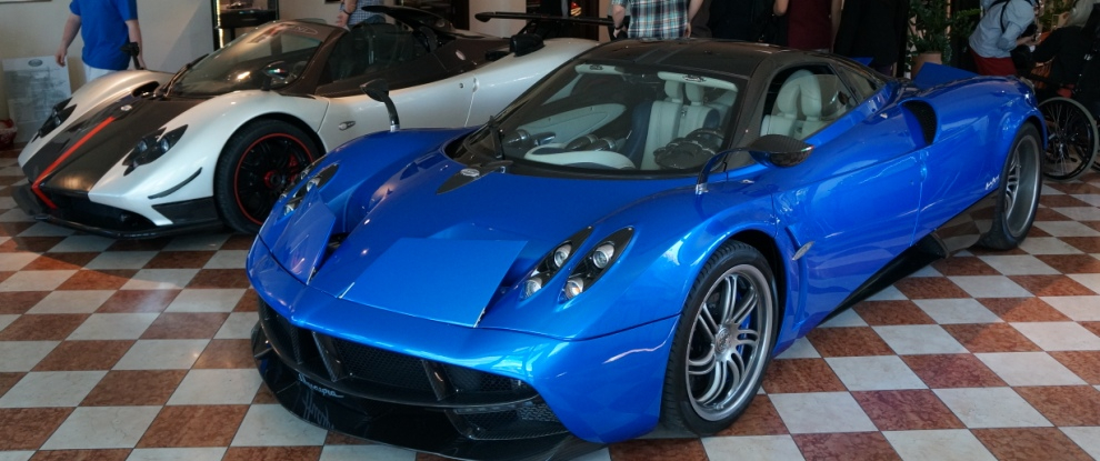 Sports car blue showroom